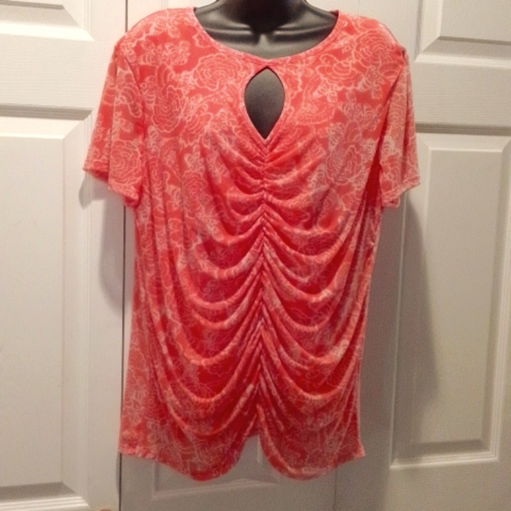 CATO ladies short sleeve blouse with peep hole in front